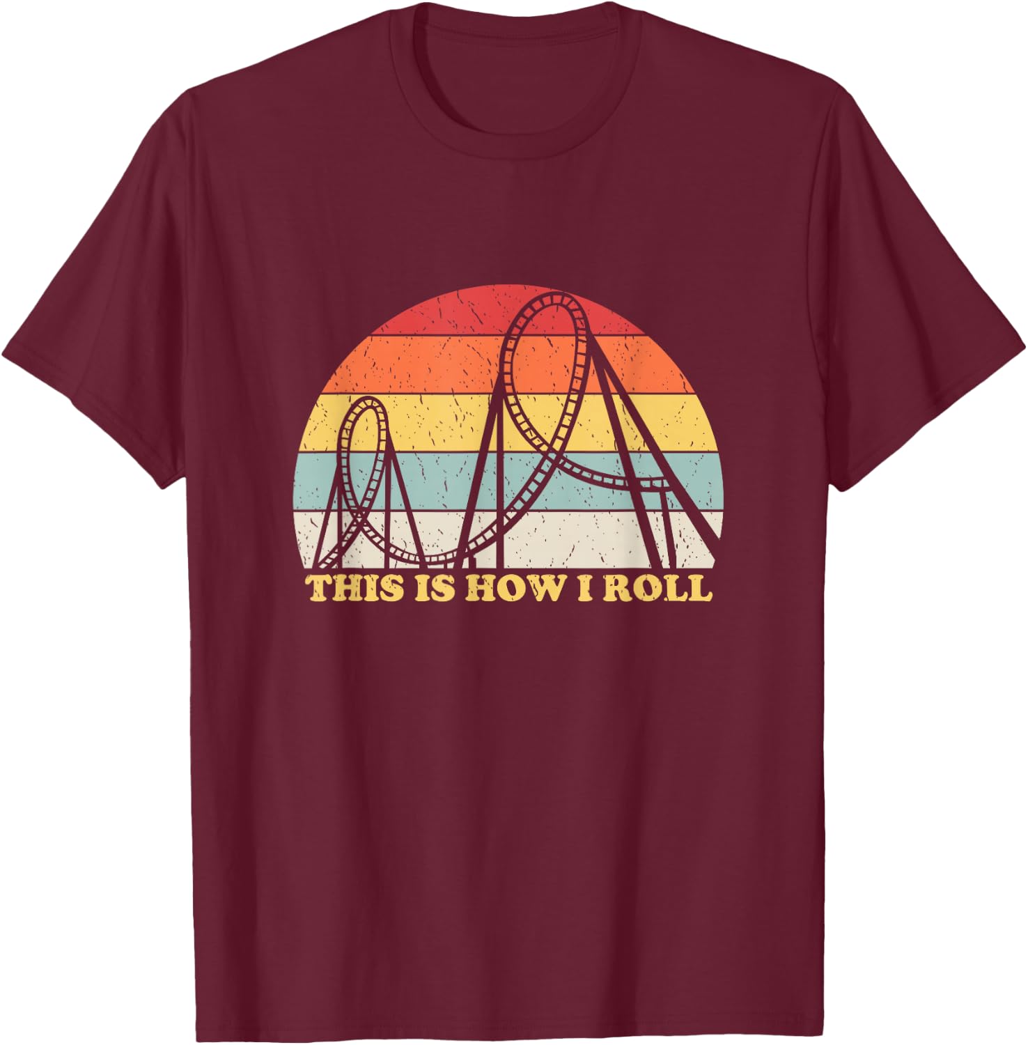 Vintage Retro Roller Coaster Shirt Amusement Park Lover T-Shirt - T-Shirt | Maroon