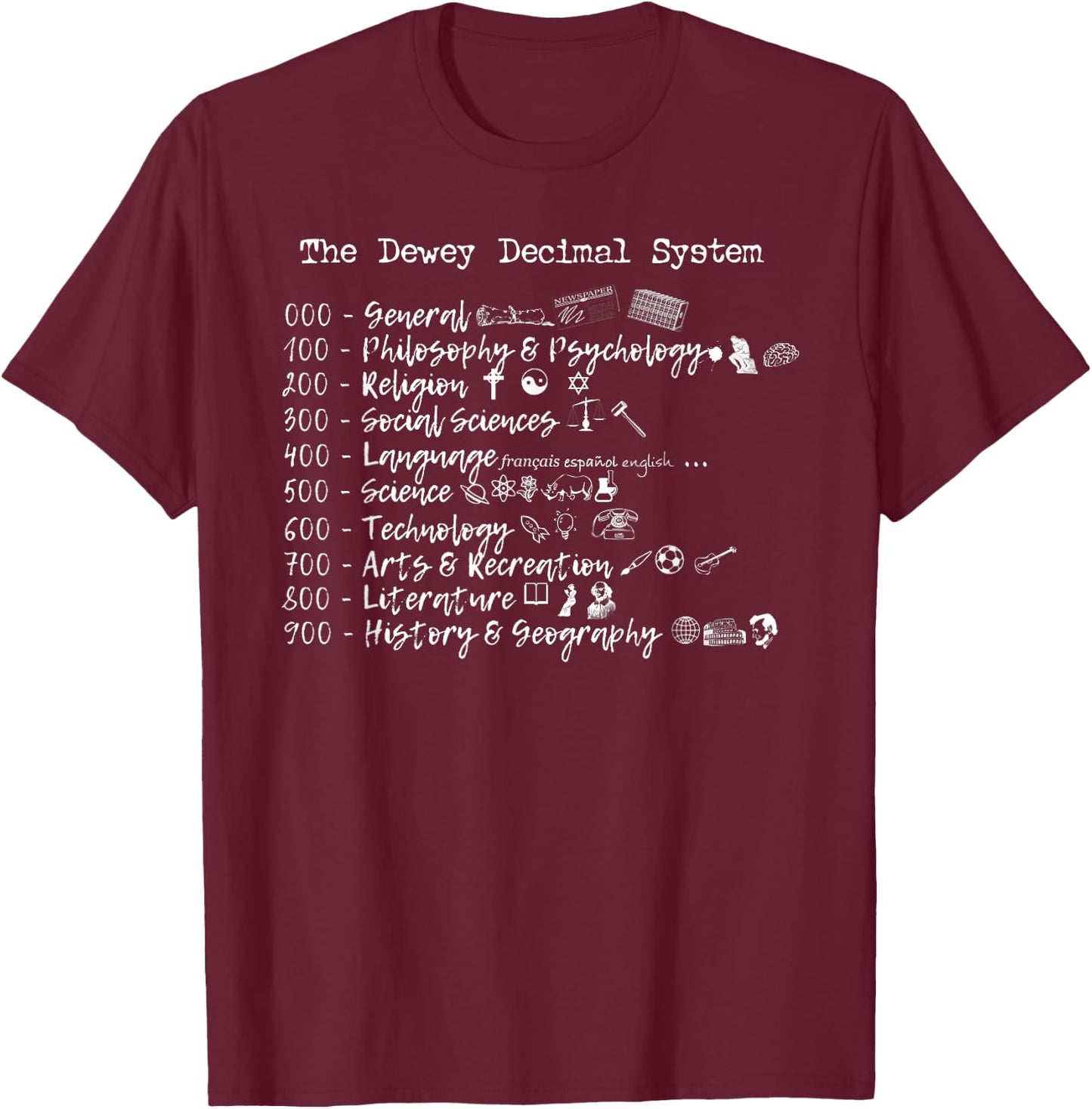 Dewey Decimal T-Shirt - T-Shirt | Maroon