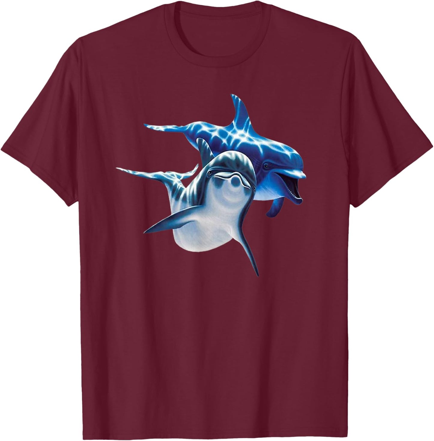 Cute Dolphins Making Splashing Small T-Shirt - T-Shirt | Maroon