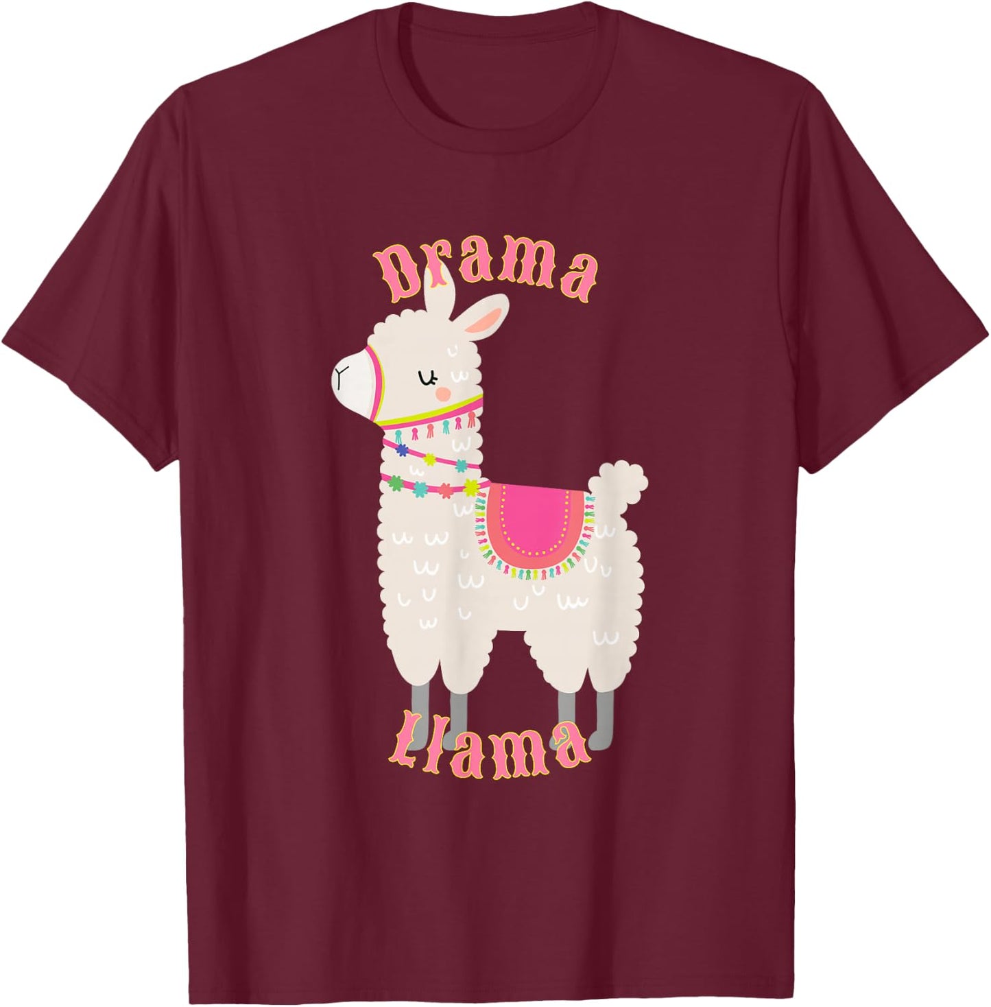 Drama Llama for Adults and Kids T-Shirt - T-Shirt | Maroon