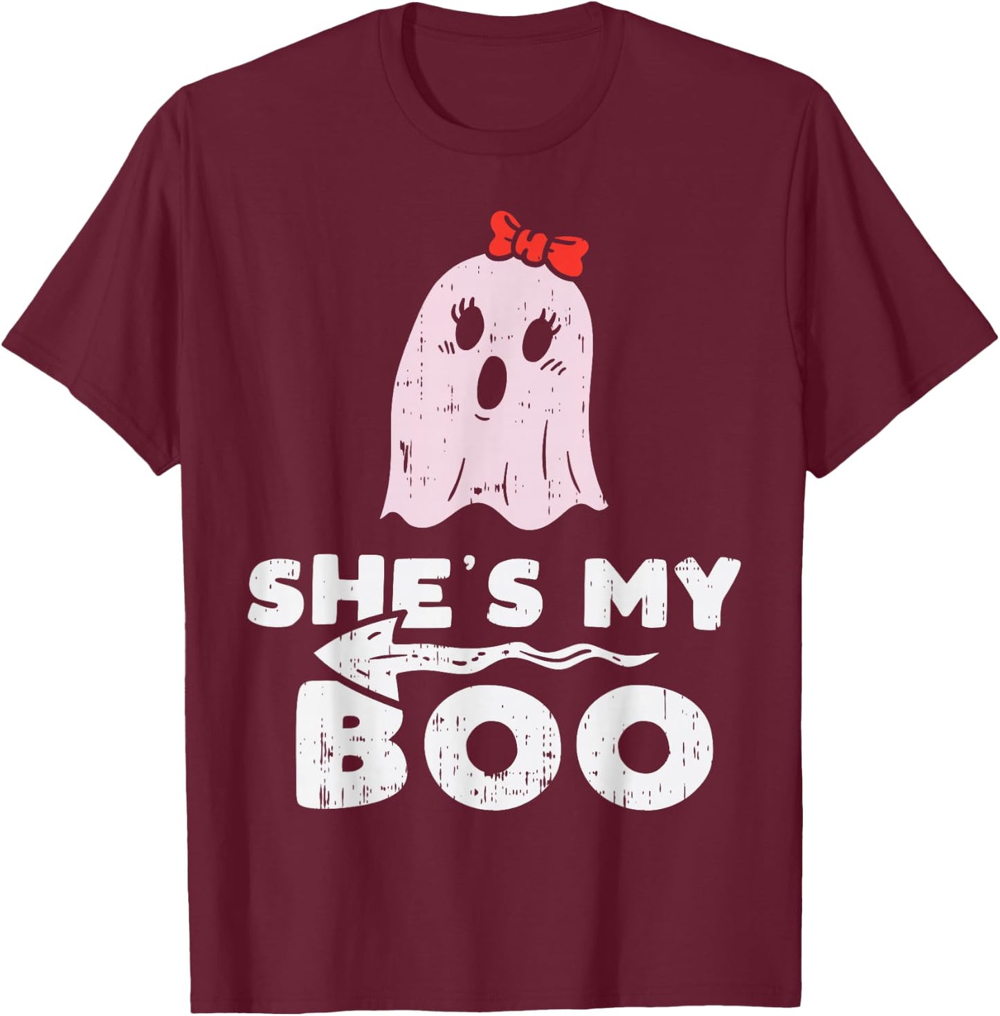 Shes My Boo Cute Matching Couple Halloween Costume Boyfriend T-Shirt - T-Shirt | Maroon