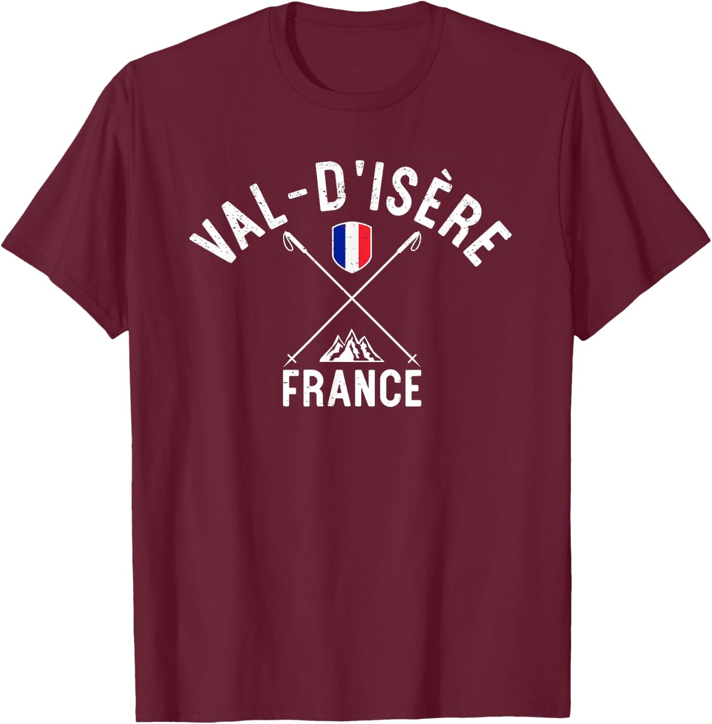Val-d'Isere France Ski T-Shirt - T-Shirt | Maroon