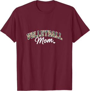 Camo Volleyball Mom Shirt Funny Sports Parent T-Shirt - T-Shirt | Maroon