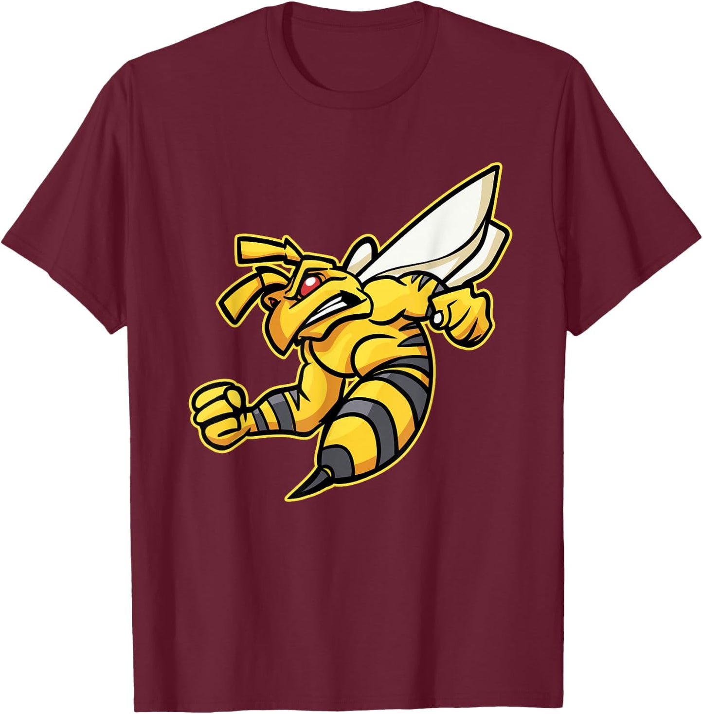 Angry Bee - Beehive Rampage - Beekeeper Logo T-Shirt - T-Shirt | Maroon