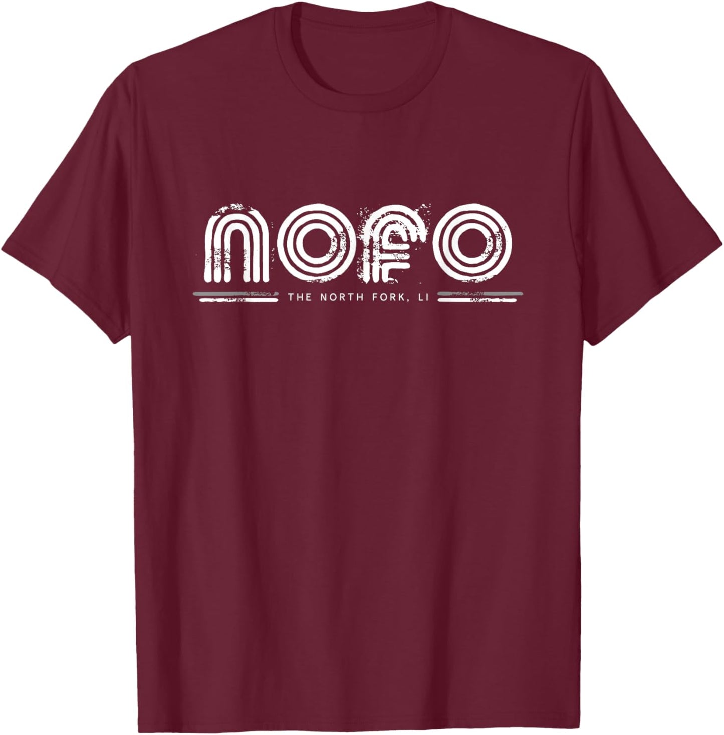 NOFO North Fork Long Island LI 70s 80s Retro Type Graphic T-Shirt - T-Shirt | Maroon