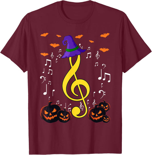 Music Note Pumpkin Fall Music Teacher Halloween Costume T-Shirt - T-Shirt | Maroon