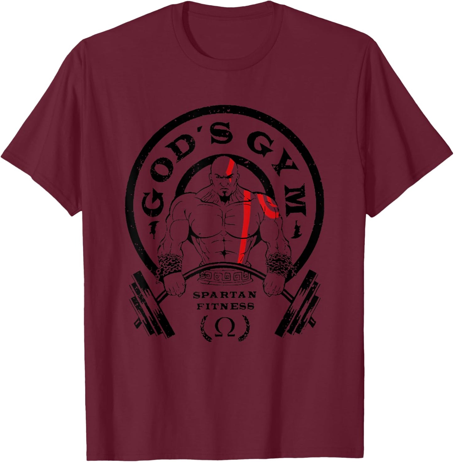 God's Gym Spartan Fitness T-Shirt - T-Shirt | Maroon
