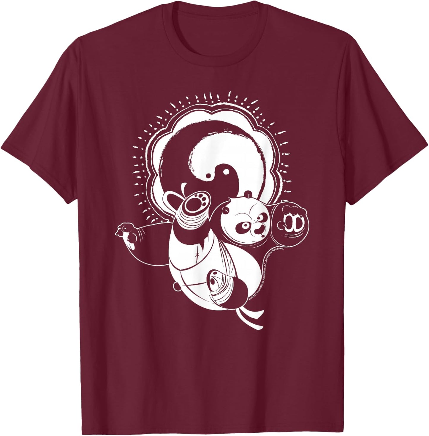 Kung Fu Panda Master Po Action Pose Portrait Stamp T-Shirt - T-Shirt | Maroon