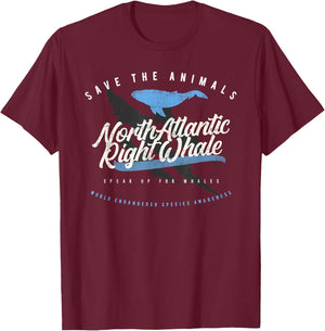 North Atlantic Right Whale - Endangered Animals T-Shirt - T-Shirt | Maroon