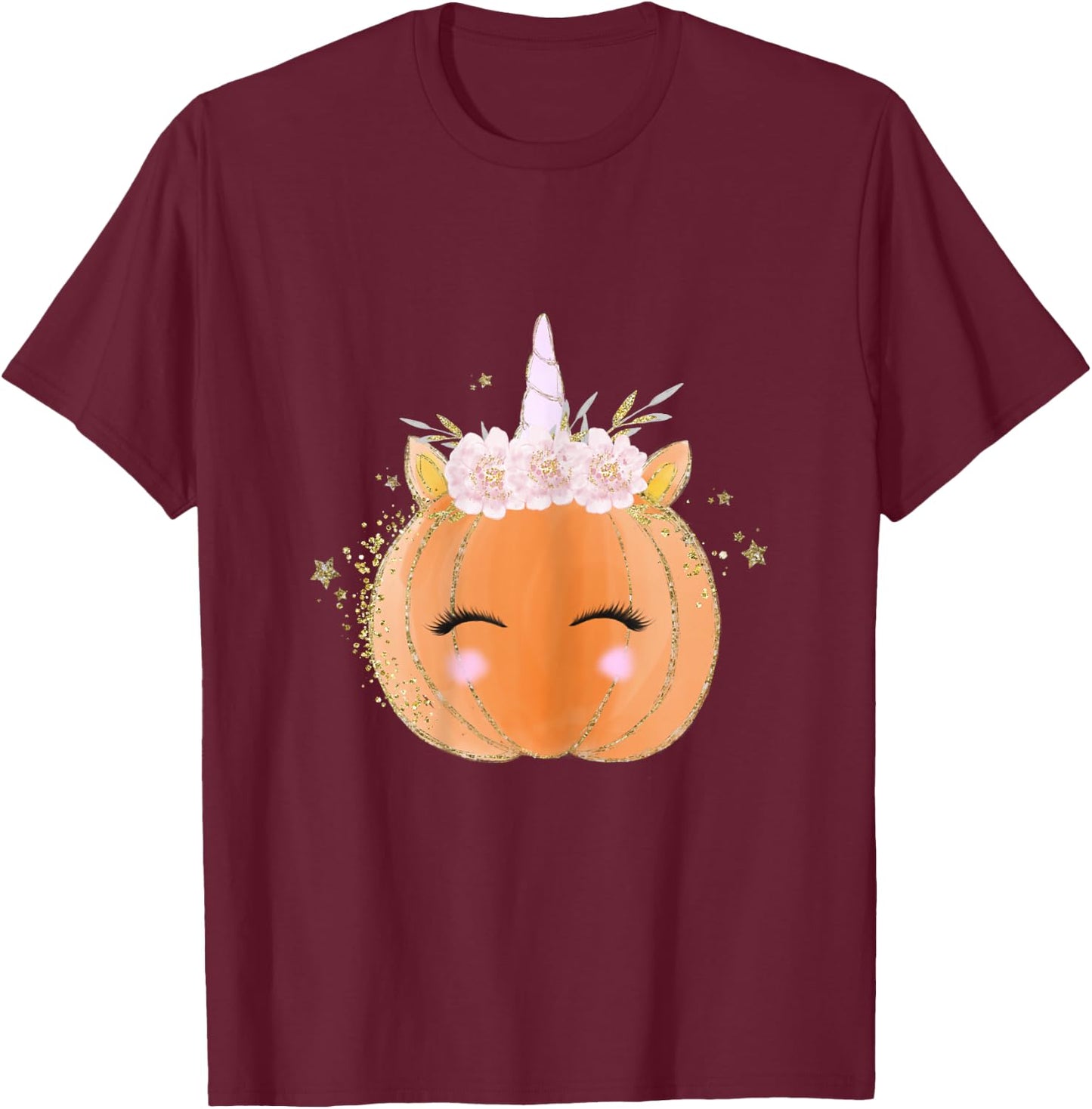 Unicorn Pumpkin Costume Halloween Gift Girls Kid Women Men T-Shirt - T-Shirt | Maroon