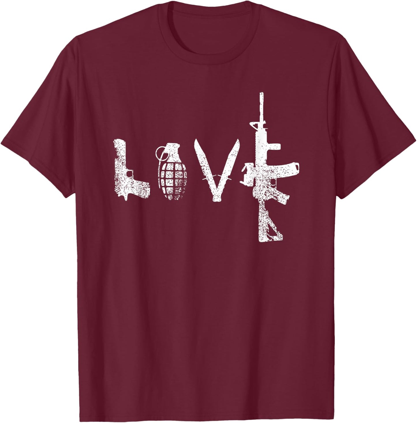 Gun Love Shirt AR15 Handgun Grenade T-Shirt - T-Shirt | Maroon