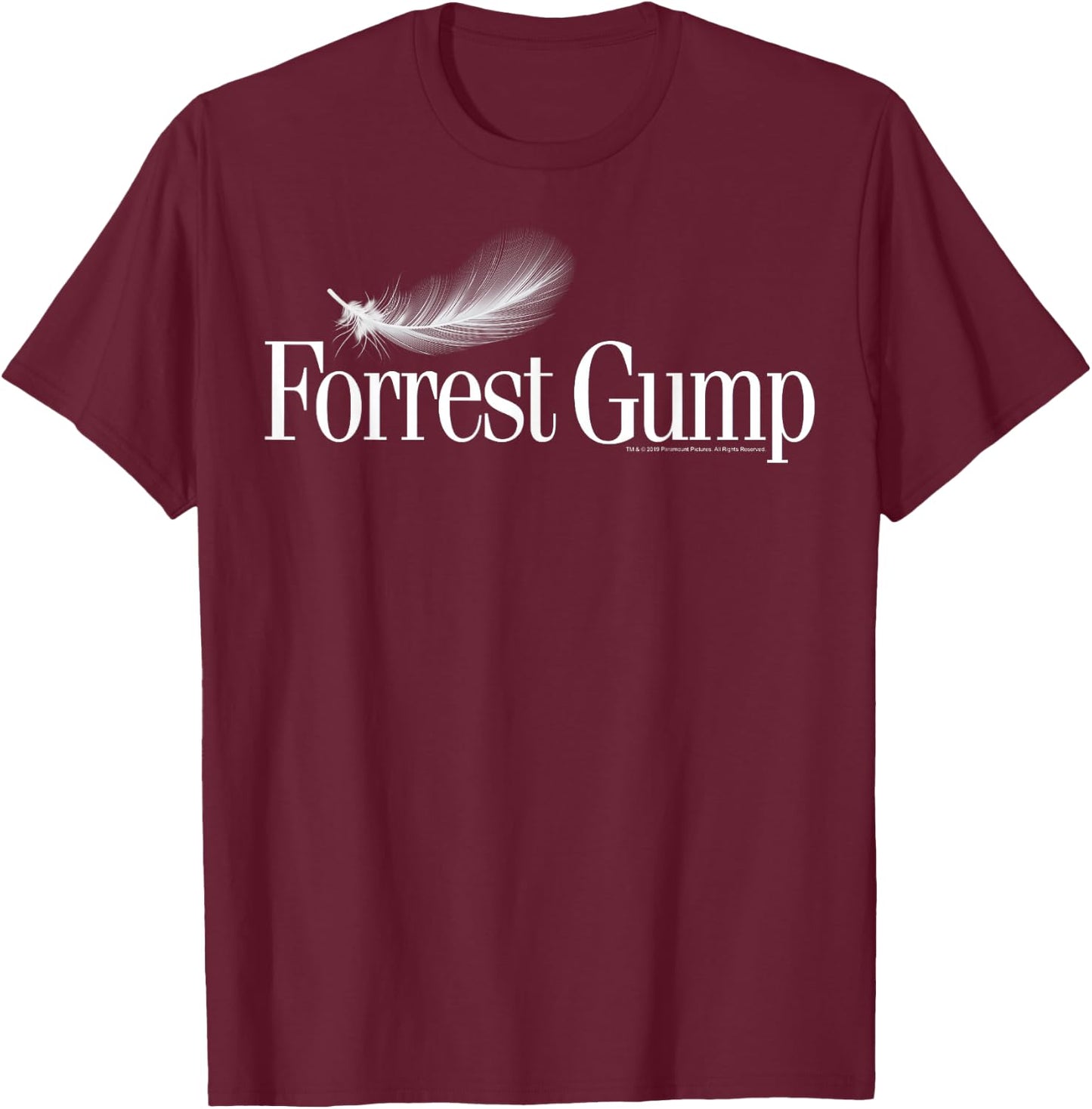 Forrest Gump Feather Title Logo T-Shirt - T-Shirt | Maroon