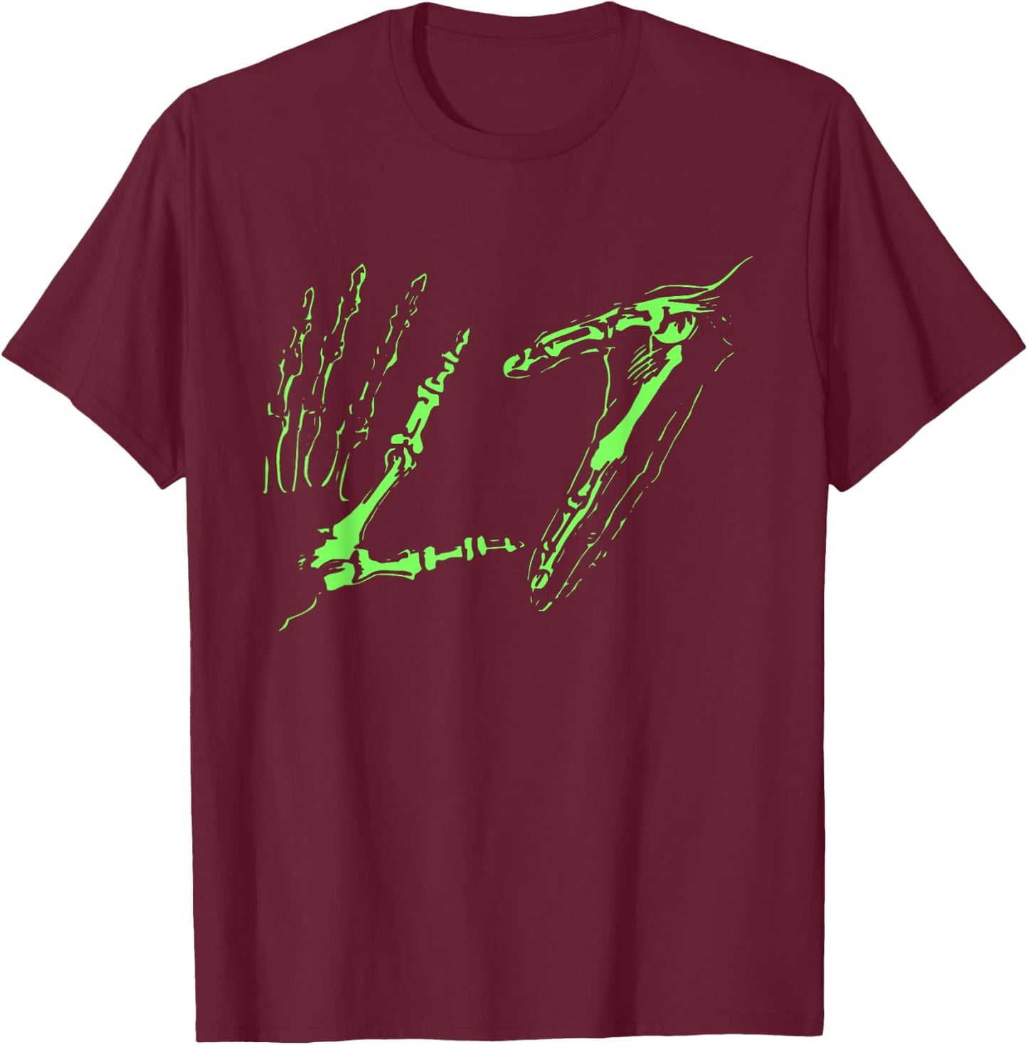 L7 Skeleton Hands T-Shirt - T-Shirt | Maroon