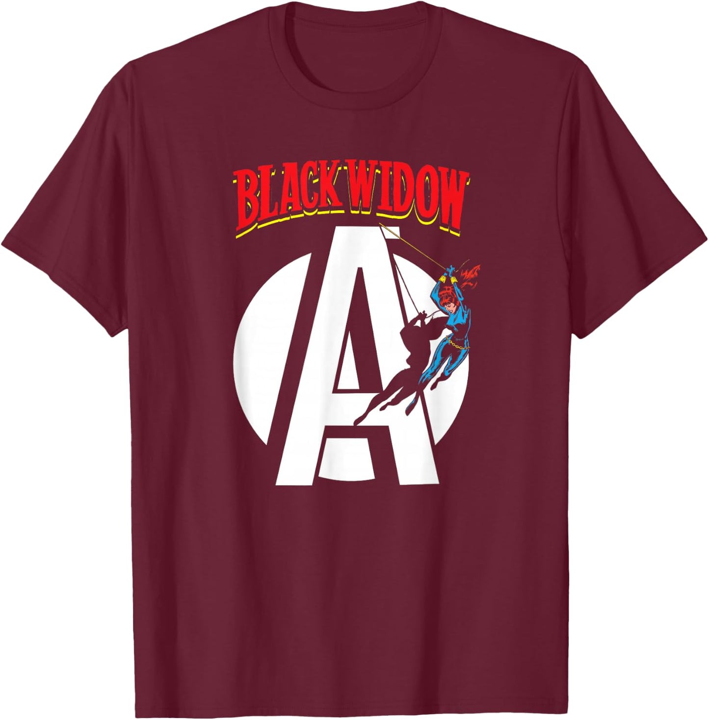 Marvel Avengers Retro Black Widow Comic Book T-Shirt - T-Shirt | Maroon