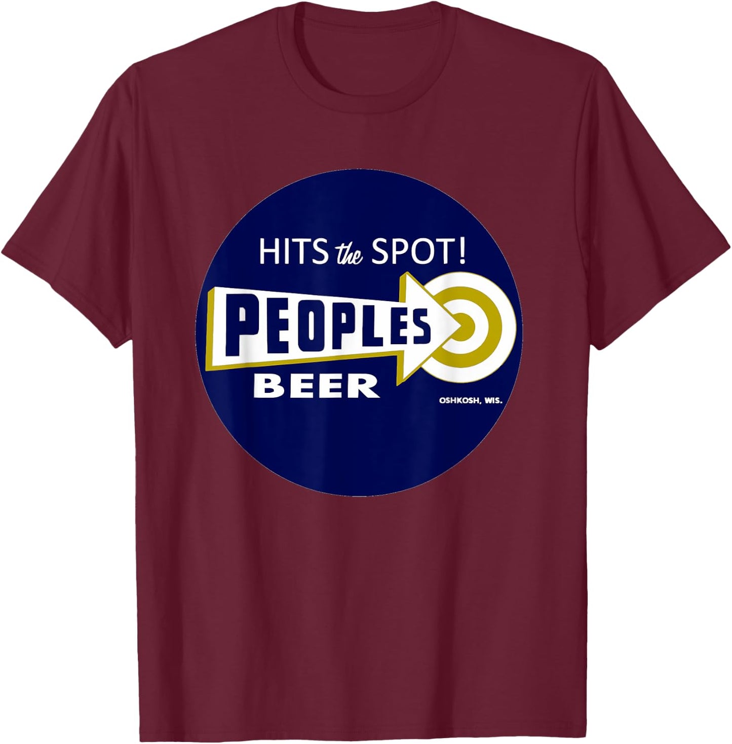 Vintage Wisconsin People's Beer logo T-Shirt - T-Shirt | Maroon