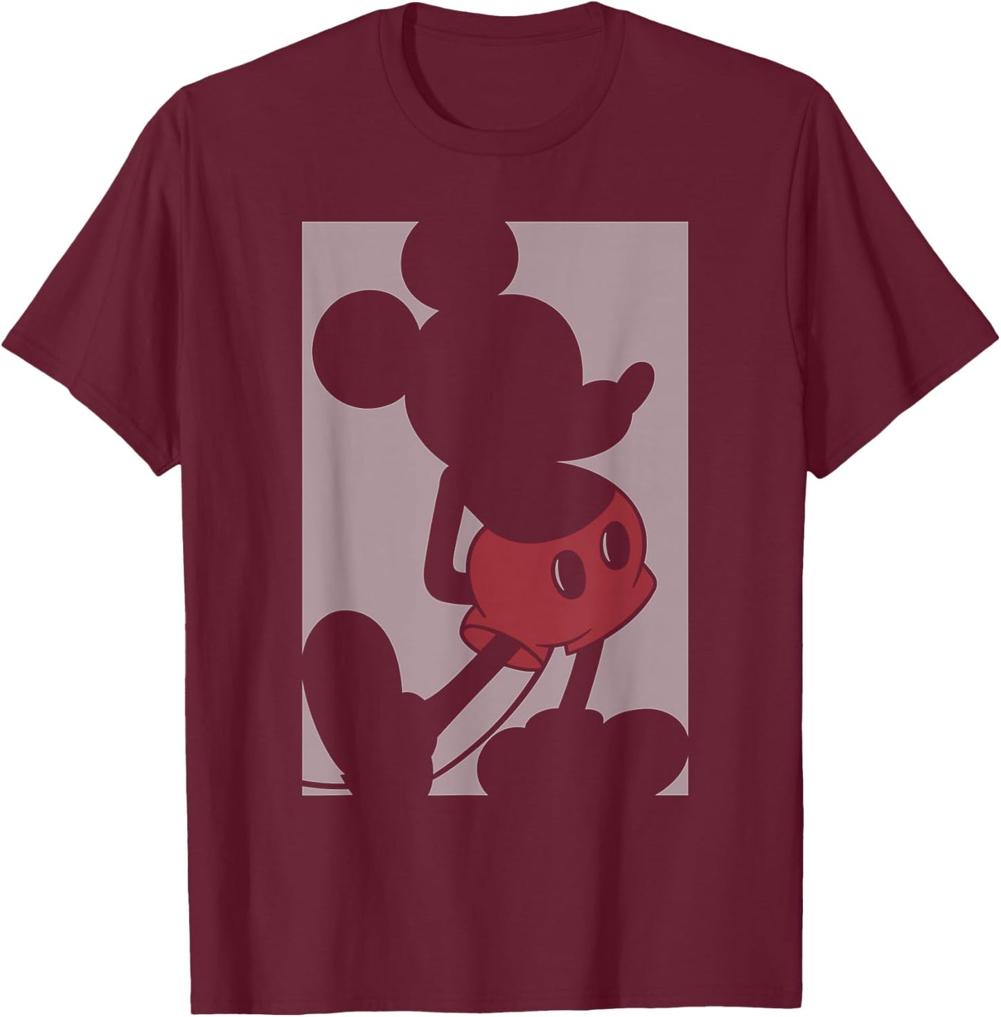 Disney - Mickey Mouse Box Silhouette T-Shirt - T-Shirt | Maroon