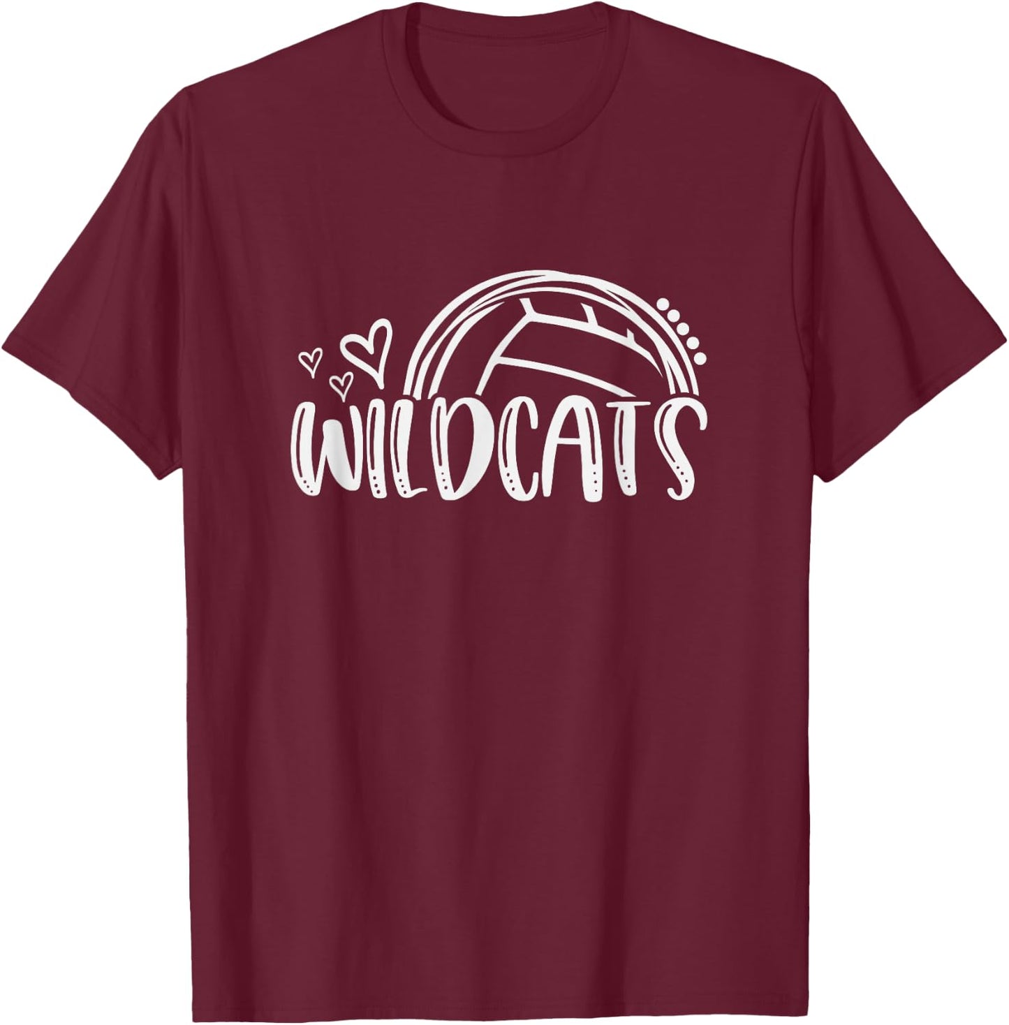Volleyball Wildcats School Sports Fan Team Spirit T-Shirt - T-Shirt | Maroon