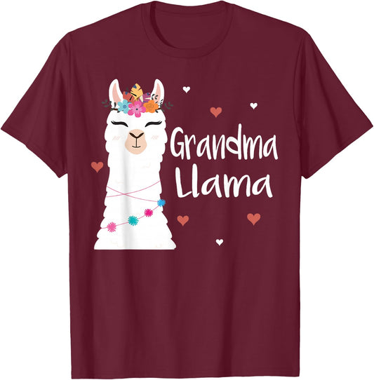 Grandma Llama Cute Llamas Lover Best Grandmother Ever T-Shirt - T-Shirt | Maroon