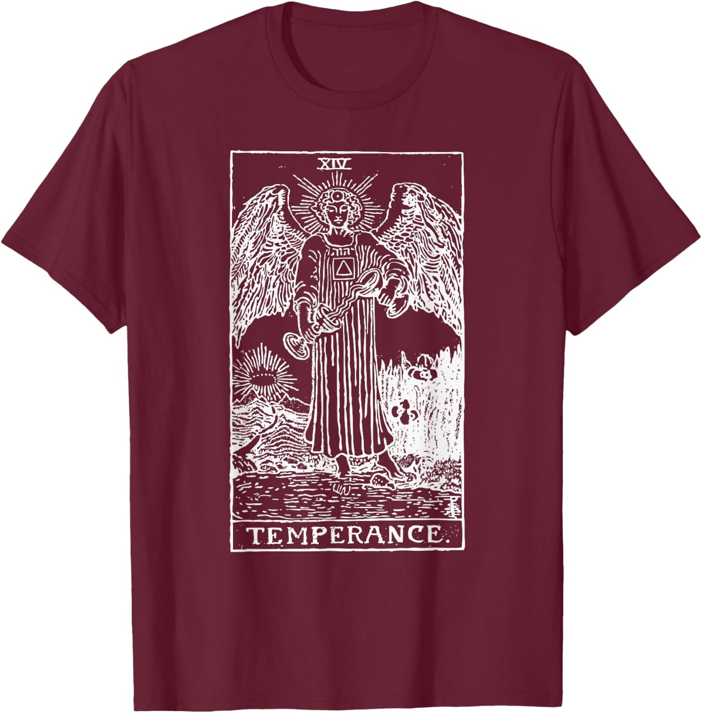 Tarot Cards Temperance Occult Design Gift T-Shirt - T-Shirt | Maroon