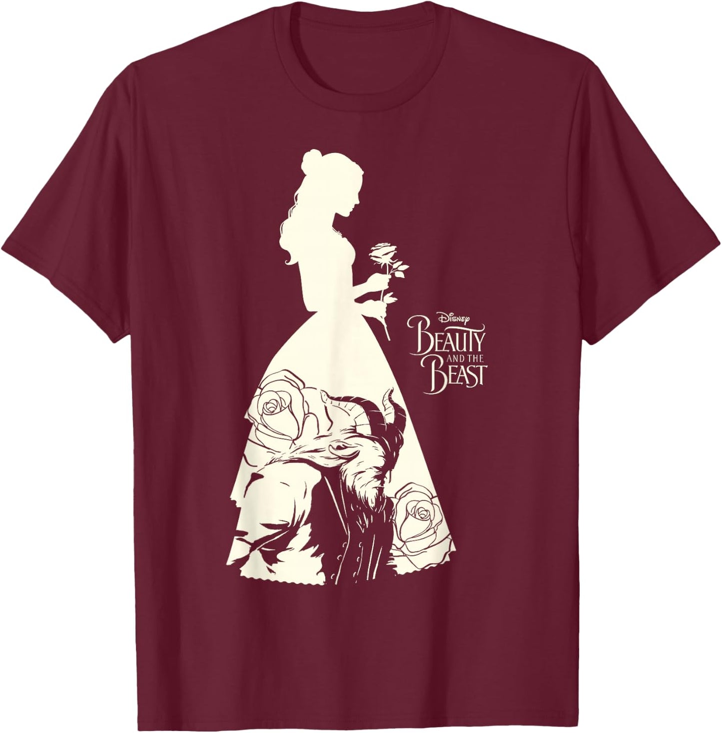 Disney Beauty & The Beast Belle Silhouette Graphic T-Shirt - T-Shirt | Maroon