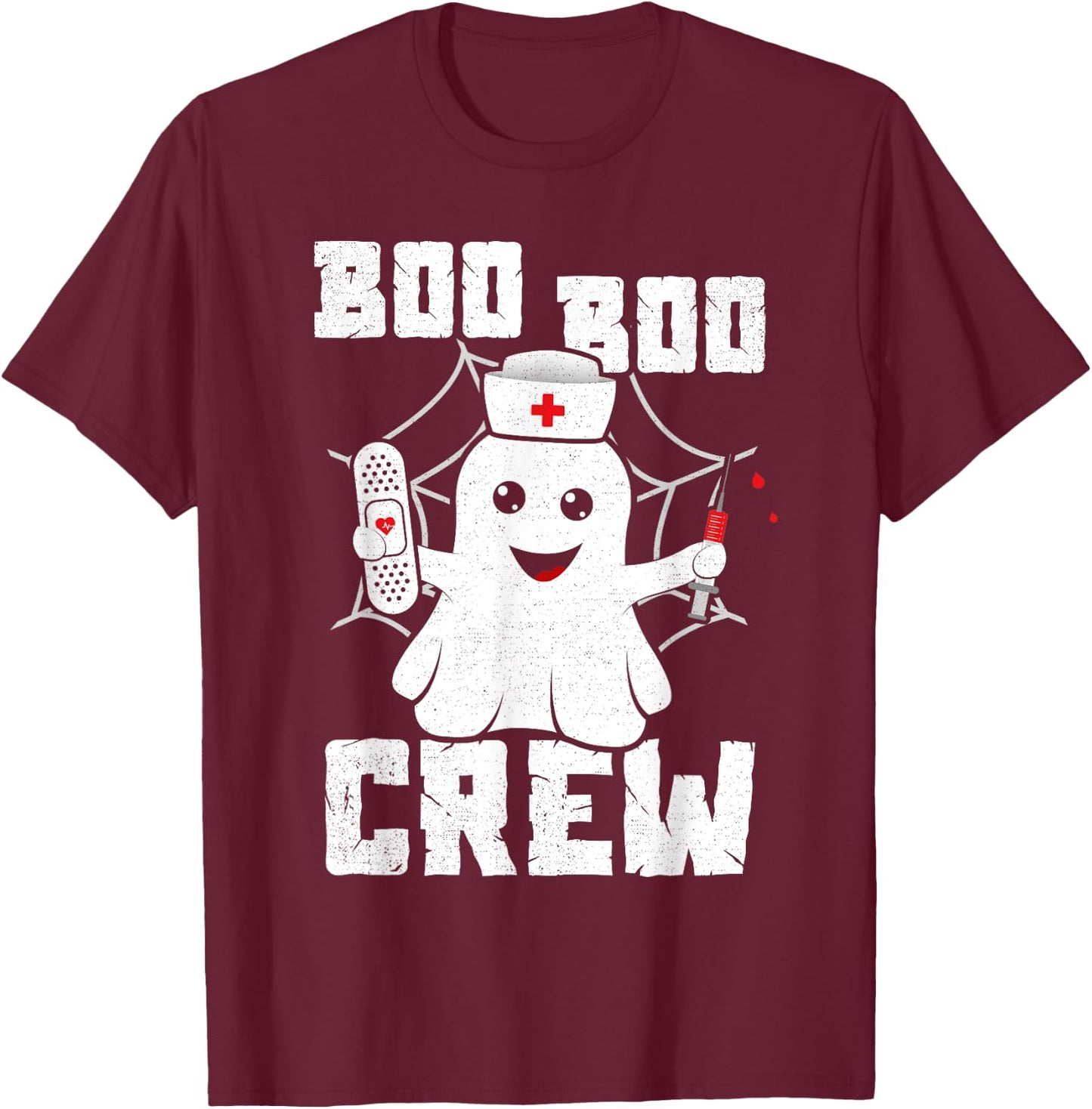 Boo Boo Crew Shirt Ghost Nurse Costume Girls Funny Halloween T-Shirt - T-Shirt | Maroon