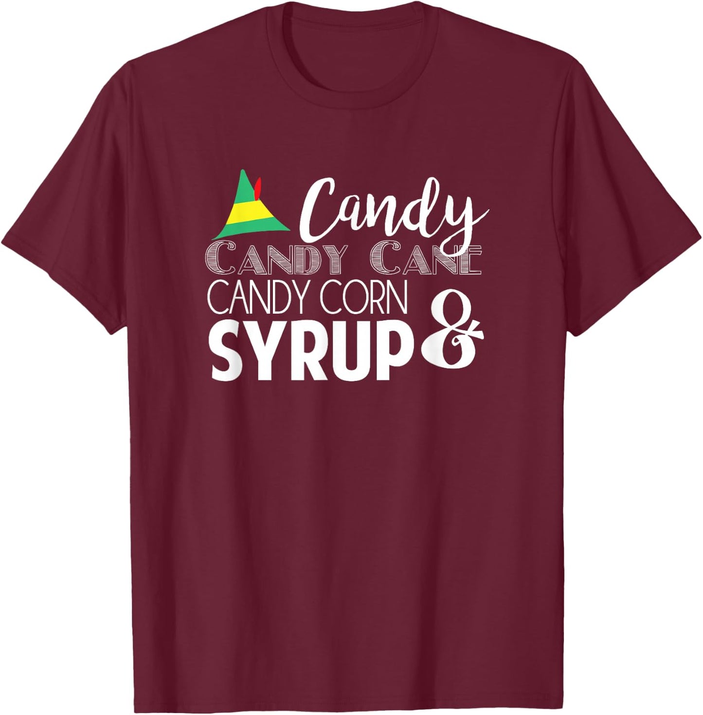 Elf -- 4 main food groups T-Shirt - T-Shirt | Maroon