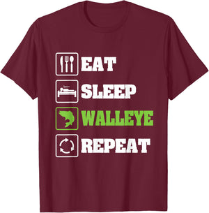 Walleye Fishing Shirts Funny Fishing T-Shirt - T-Shirt | Maroon