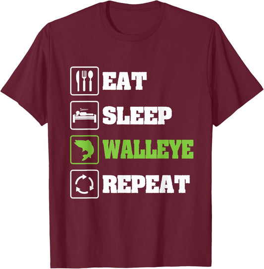 Walleye Fishing Shirts Funny Fishing T-Shirt - T-Shirt | Maroon