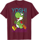 Super Mario Yoshi Retro Gradient Fade Poster T-Shirt - T-Shirt | Maroon
