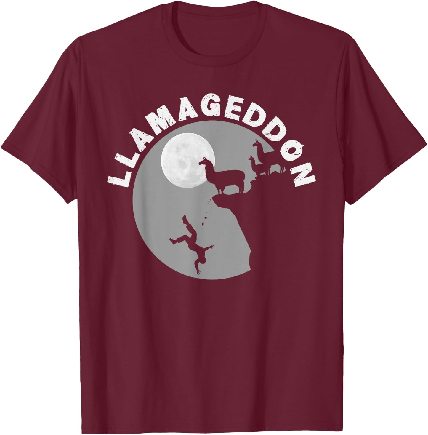 Funny Llamageddon For Llama Barnyard Lovers T-Shirt - T-Shirt | Maroon