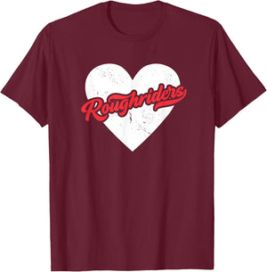 Vintage Roughriders High School Go Rough Riders Pride Heart T-Shirt - T-Shirt | Maroon