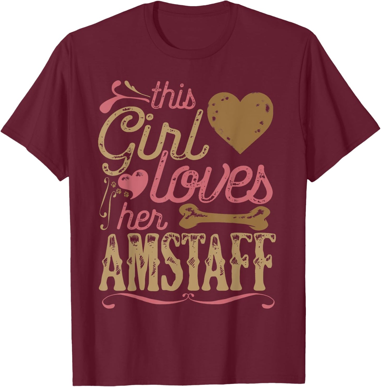 American Staffordshire Terrier Shirt Amstaff Gift T-Shirt - T-Shirt | Maroon