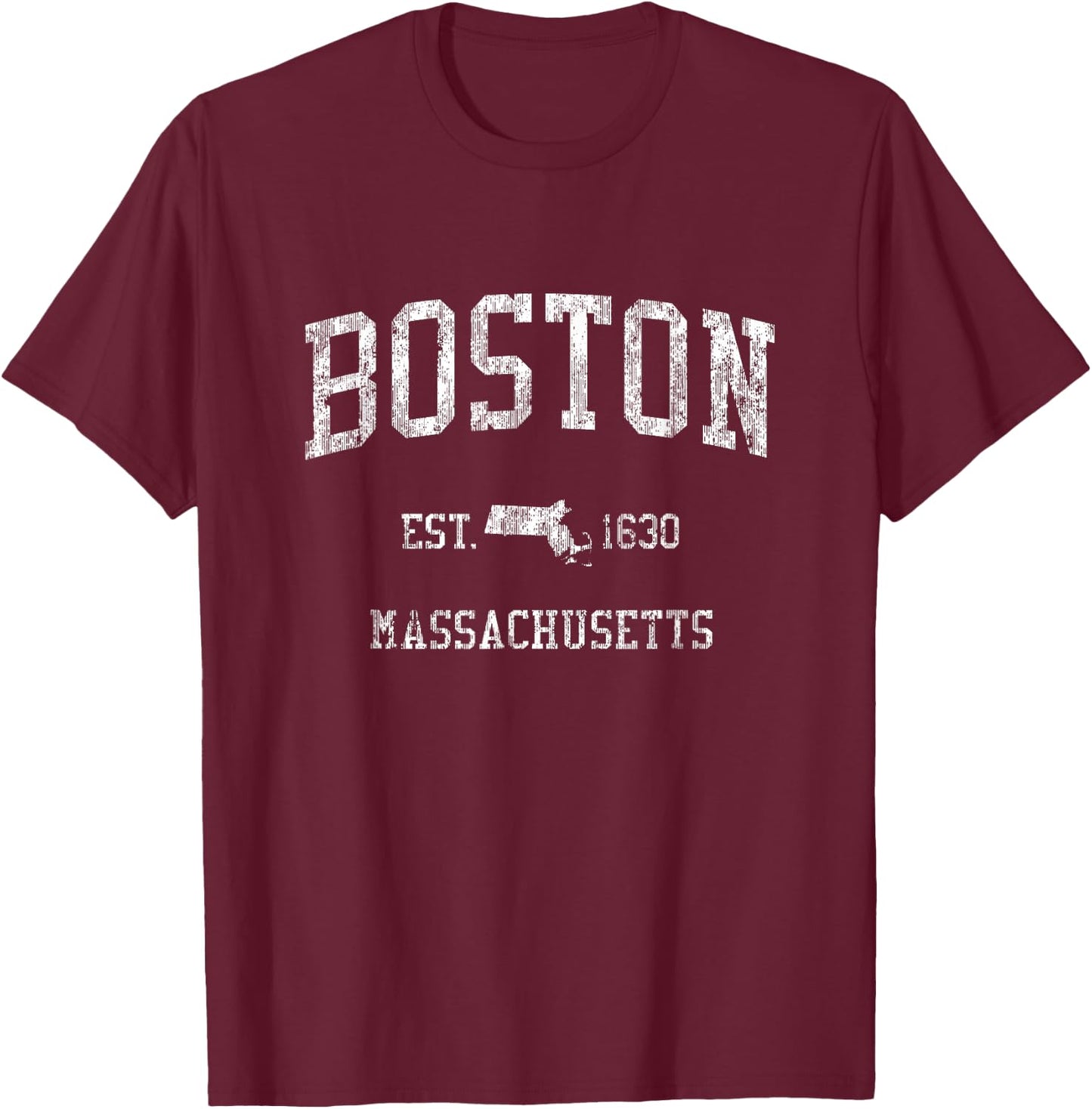 Boston Vintage Sports Design Boston Massachusetts MA T-Shirt - T-Shirt | Maroon