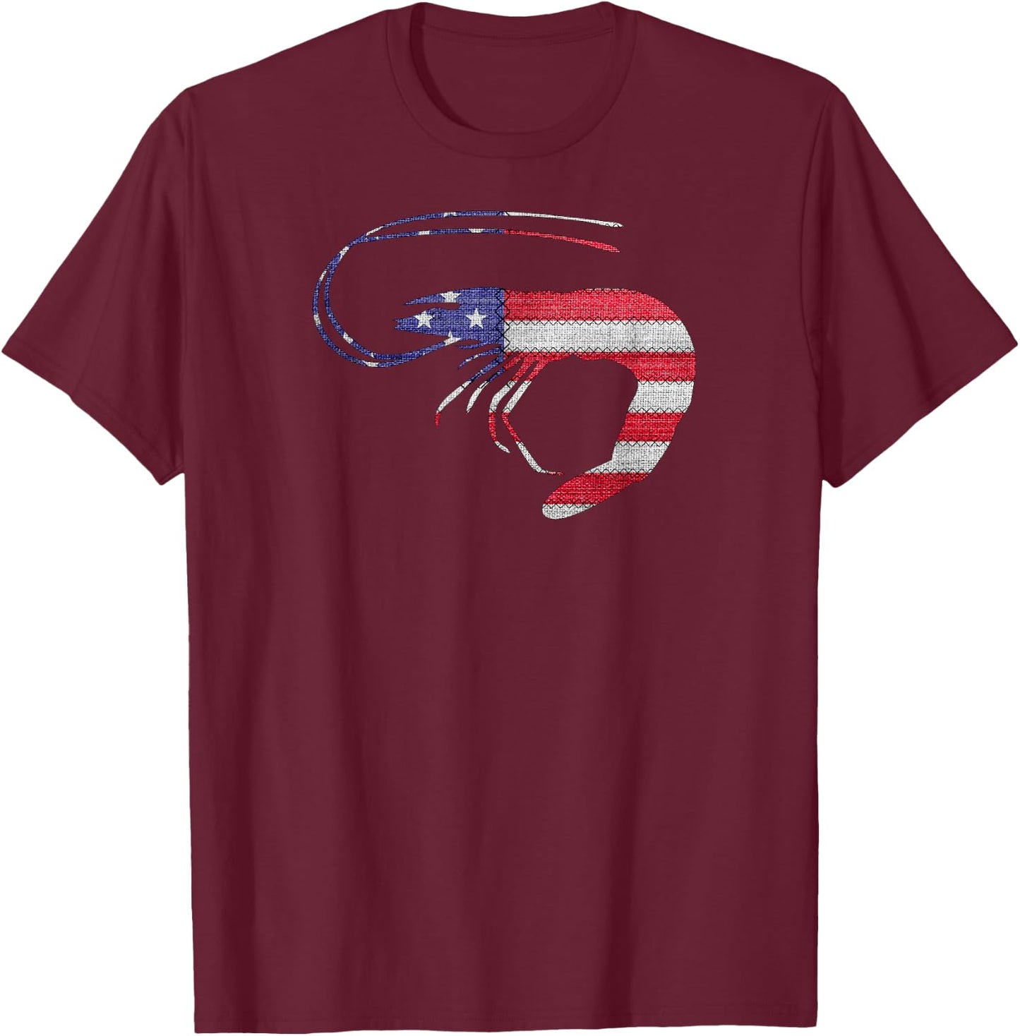 Patriotic Shrimp Love American Flag Vintage Funny Gift Kids Men T-Shirt - T-Shirt | Maroon