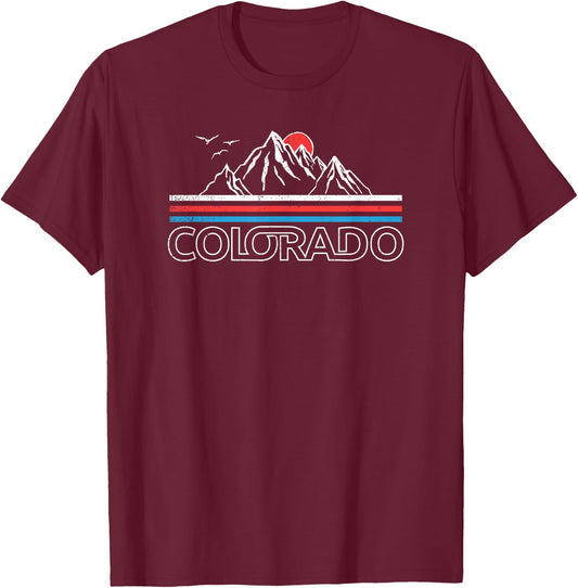 Colorado Mountains Colorado Retro Vintage Classic 80s T-Shirt - T-Shirt | Maroon