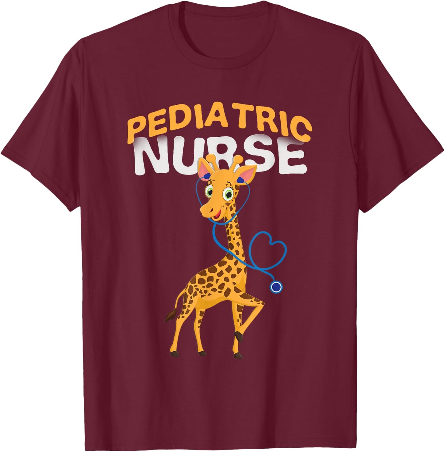 Pediatric Nurse Cute Giraffe Lover Shirt T-Shirt - T-Shirt | Maroon