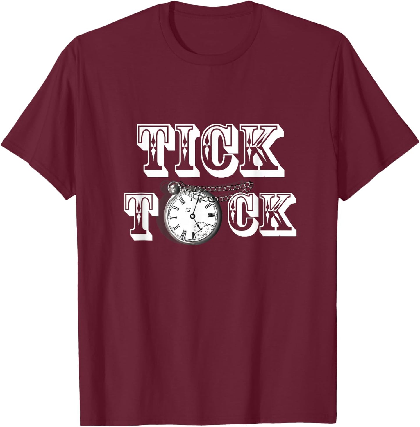 Tick Tock Pocket Watch Steampunk Inspired Graphic T-Shirt - T-Shirt | Maroon