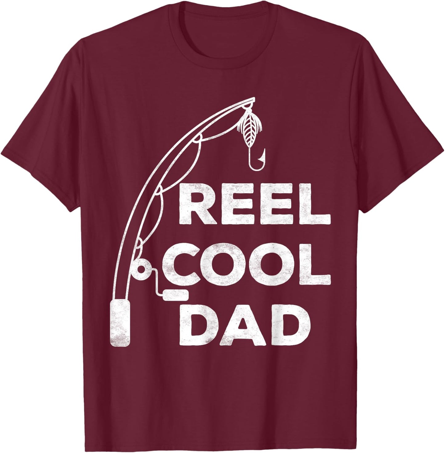 Reel Cool Dad Shirt Men Fisherman Fathers Day T-Shirt - T-Shirt | Maroon