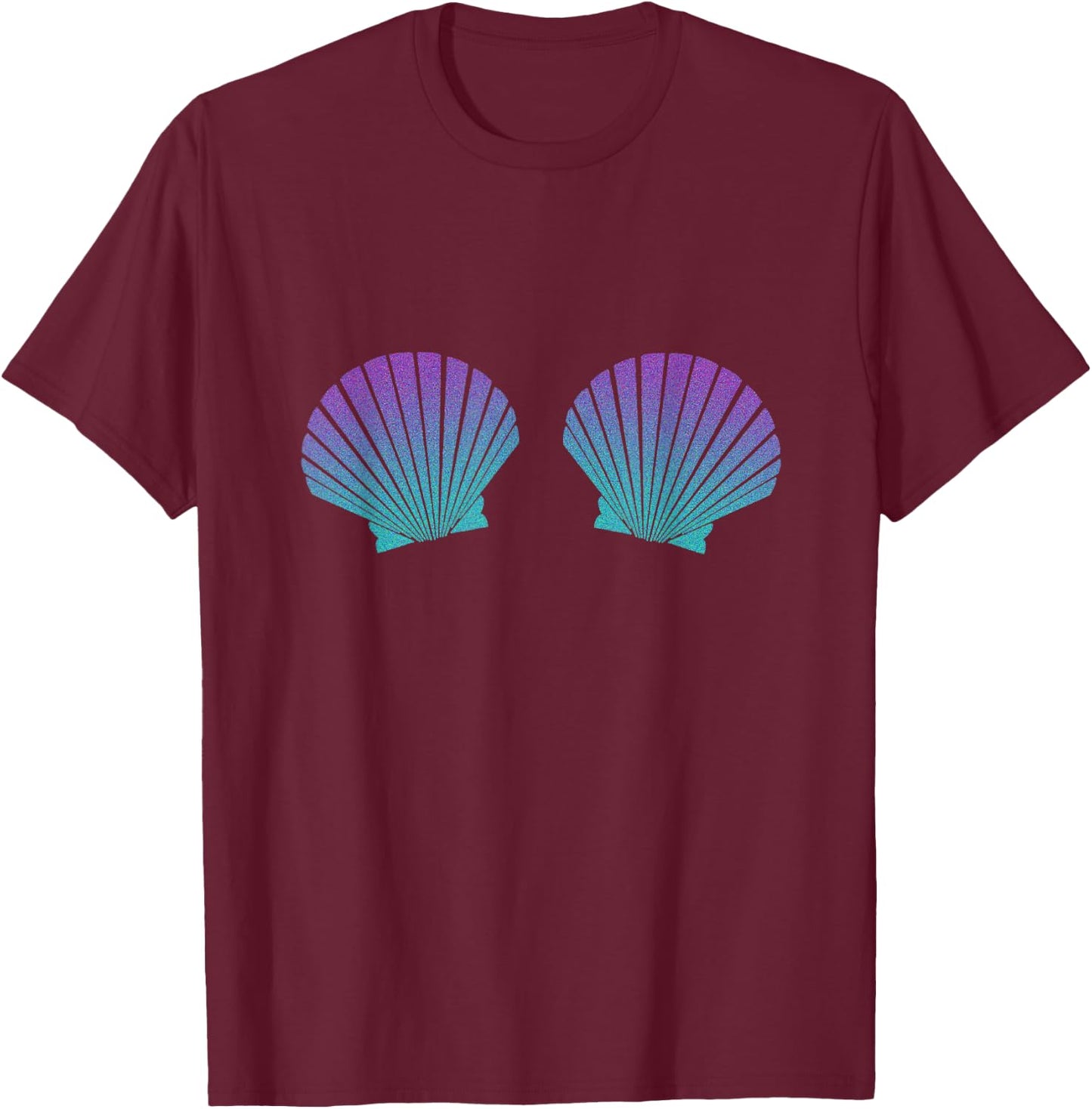 Mermaid Sea Shell Bra Sea Shell Mermaid Costume T-Shirt - T-Shirt | Maroon