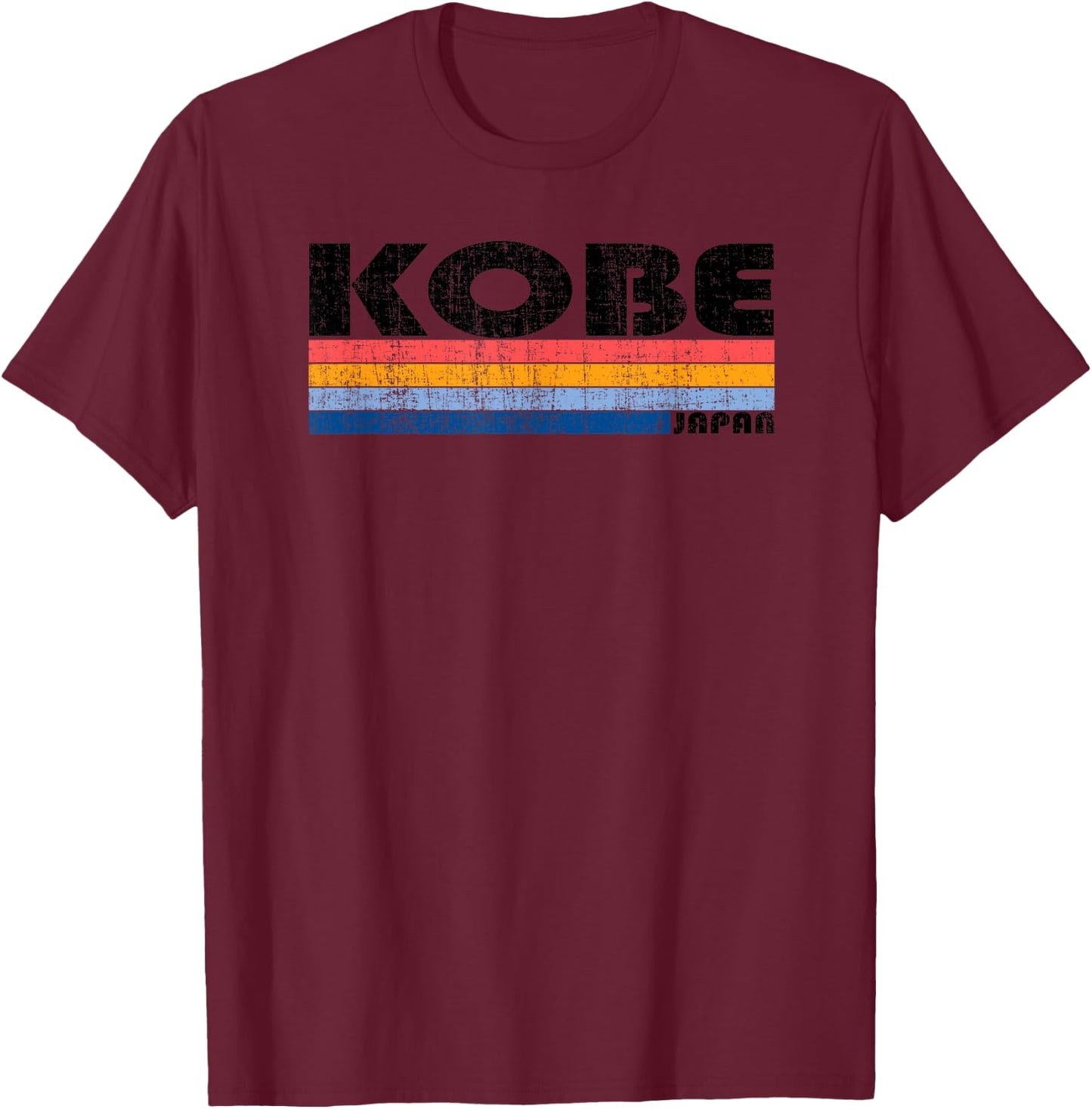 Vintage 70s 80s Style Kobe, Japan T-Shirt - T-Shirt | Maroon
