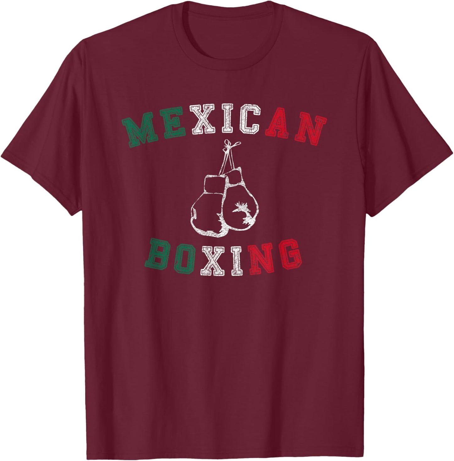 Mexican Boxing T Shirt - Vintage Distressed Style T-Shirt - T-Shirt | Maroon