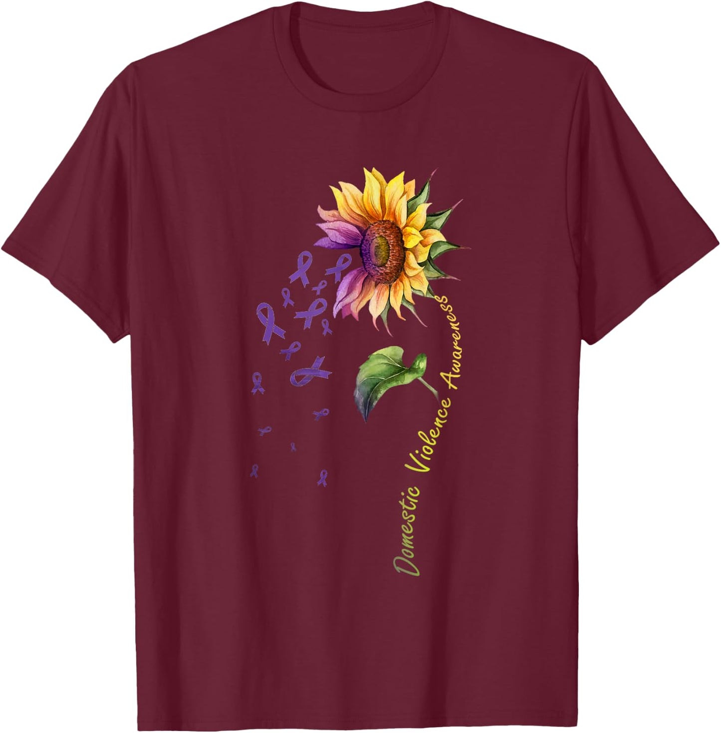Domestic Violence Awareness Sunflower Shirt T-Shirt - T-Shirt | Maroon