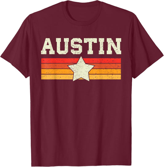 Austin Texas Retro Vintage Shirt Gift Men Women Kids T-Shirt - T-Shirt | Maroon