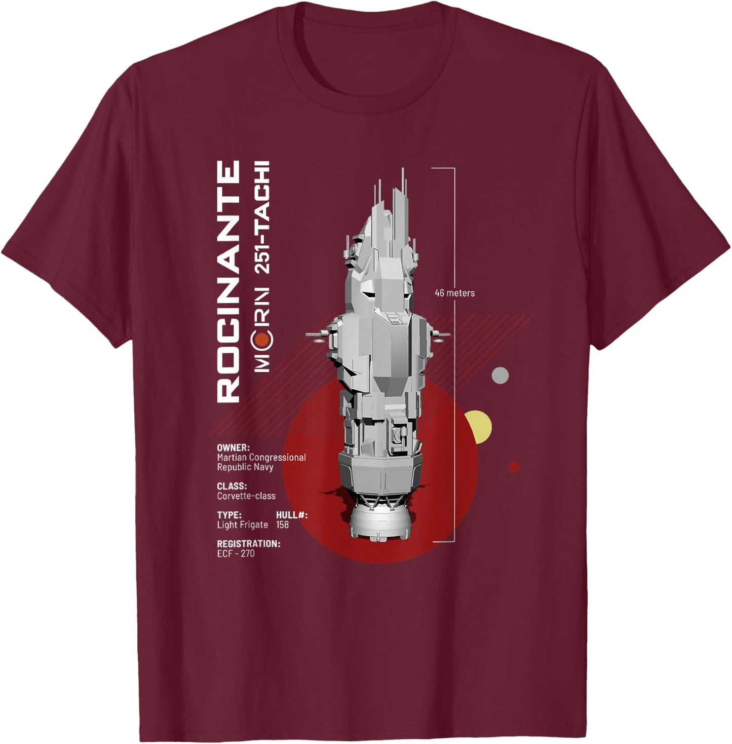 The Expanse Rocinante Ship T-Shirt - T-Shirt | Maroon