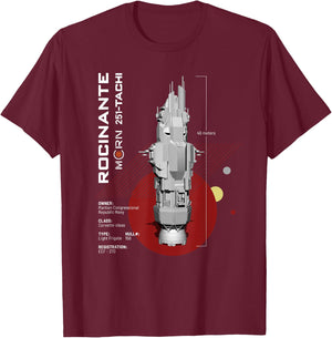 The Expanse Rocinante Ship T-Shirt - T-Shirt | Maroon