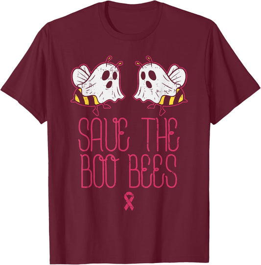 Save The Boobees Boo Bees Breast Cancer Halloween Women T-Shirt - T-Shirt | Maroon