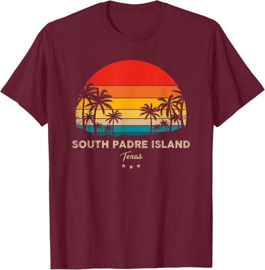 South Padre Island Souvenir - Texas Sunset T-Shirt - T-Shirt | Maroon