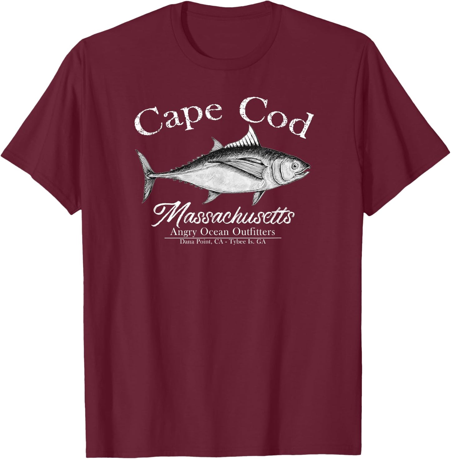 Cape Cod Massachusetts Fishing Tuna Fish T Shirt T-Shirt - T-Shirt | Maroon