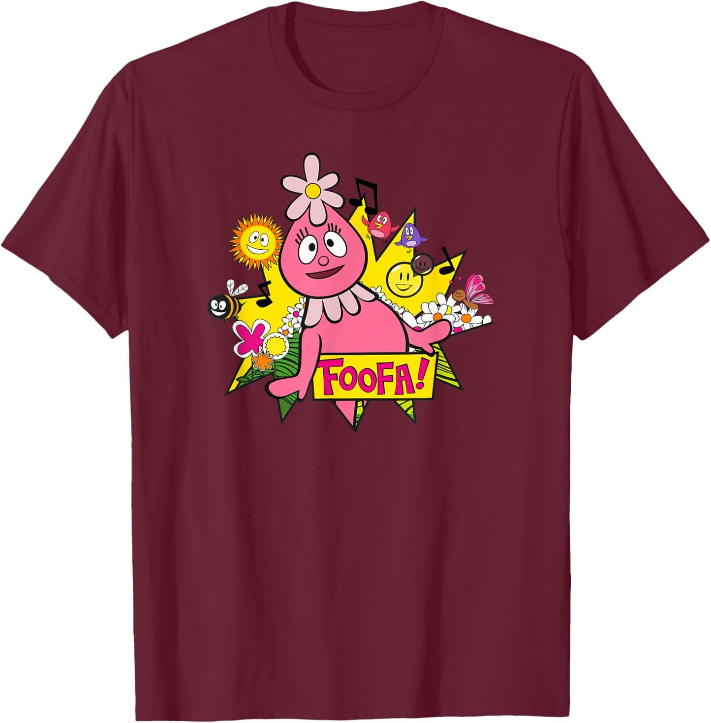 Yo Gabba Gabba - Classic Foofa 01 T-Shirt - T-Shirt | Maroon