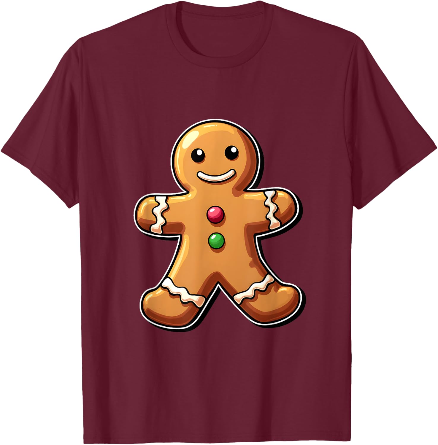 Gingerbread Man Christmas Cookie Baking Holiday T-Shirt - T-Shirt | Maroon
